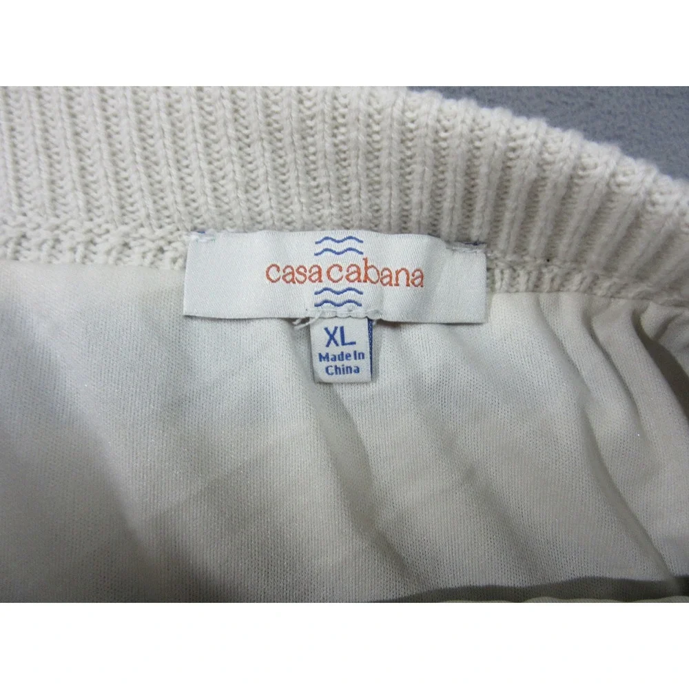 Casa Cabana Knit Set Women XL White Black Striped Vest Midi Skirt Ribbed Retro